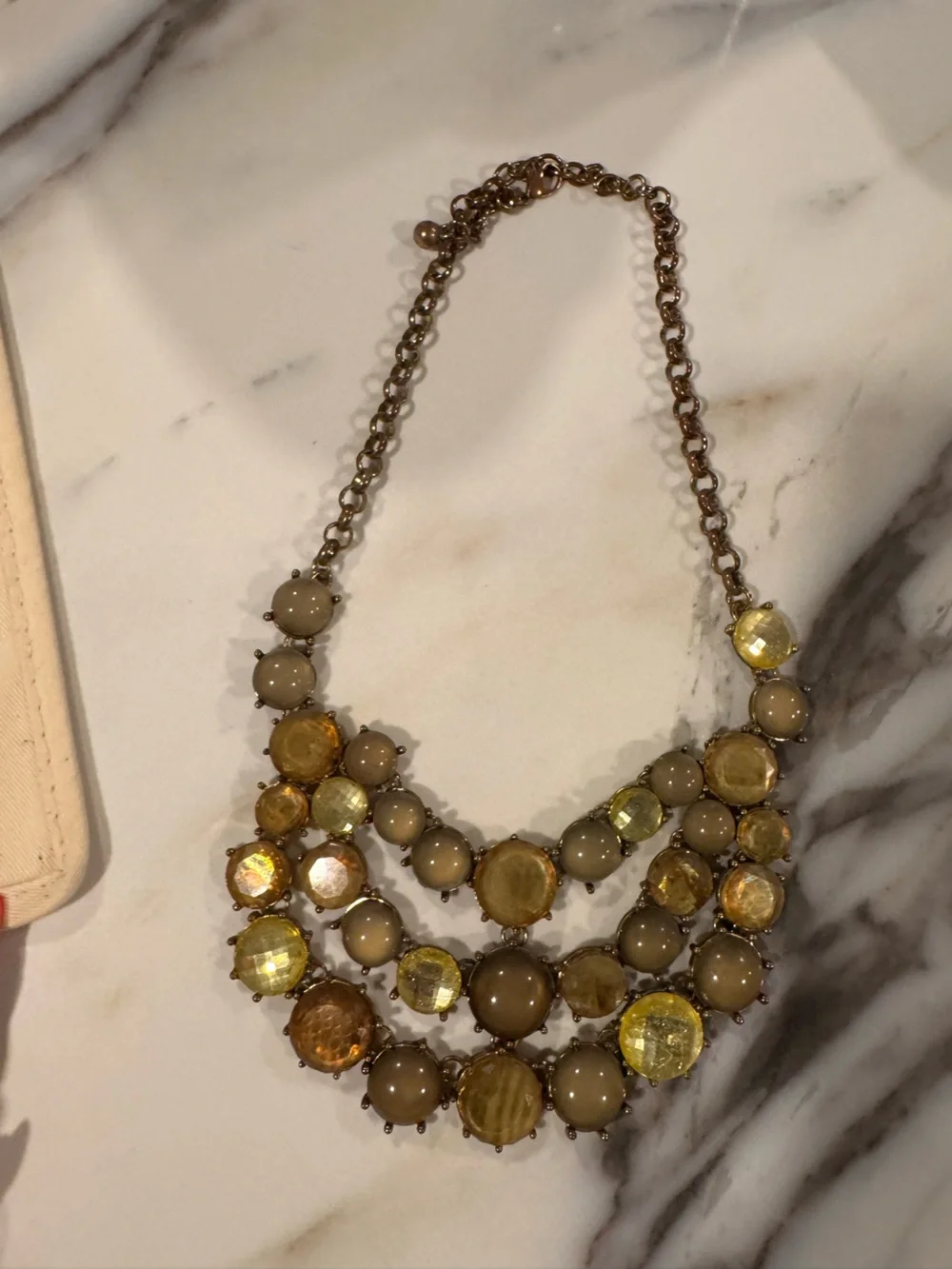 Statement Peach Floral Crystal Necklace - lot of 4 necklaces